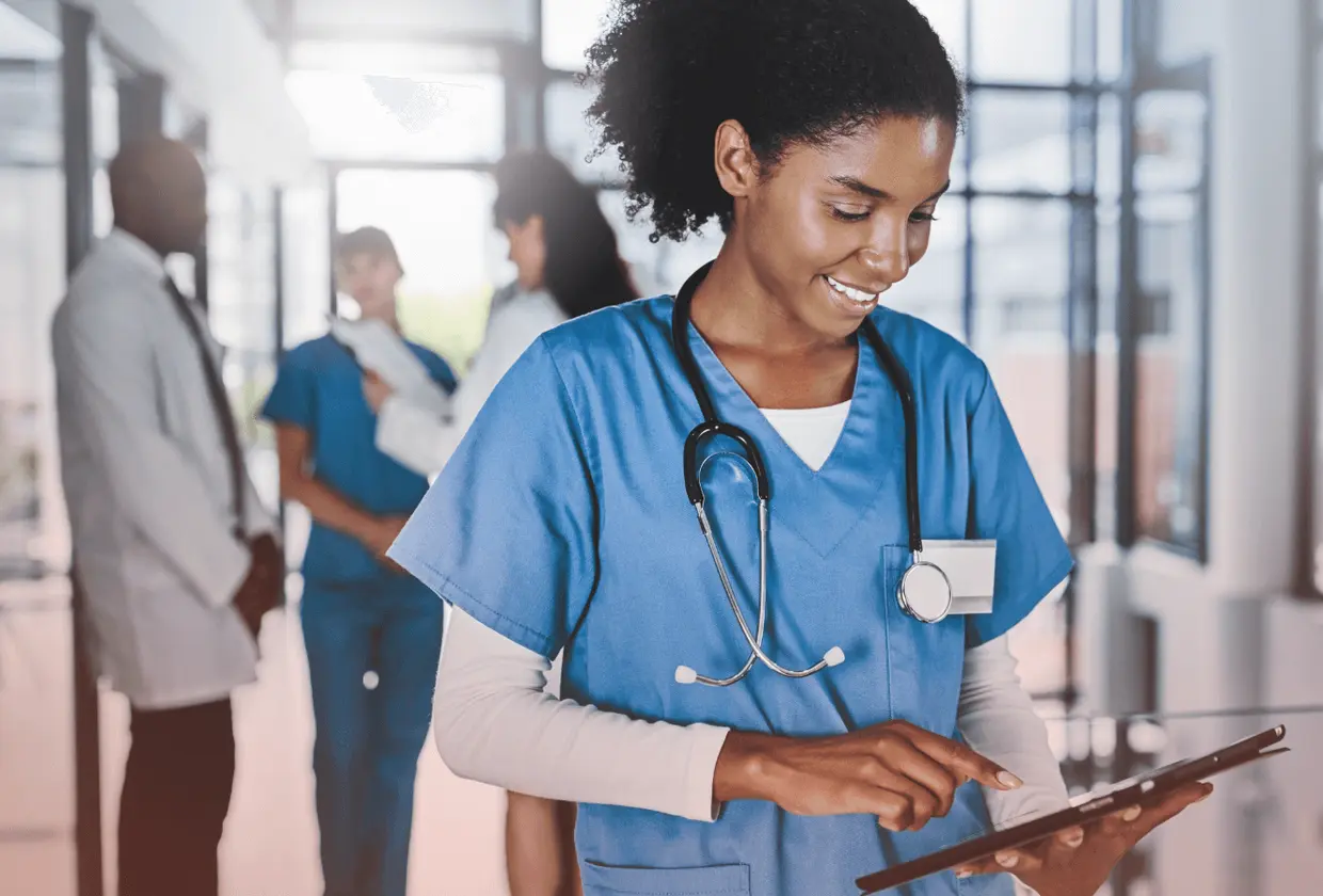 Nurse using health tech
