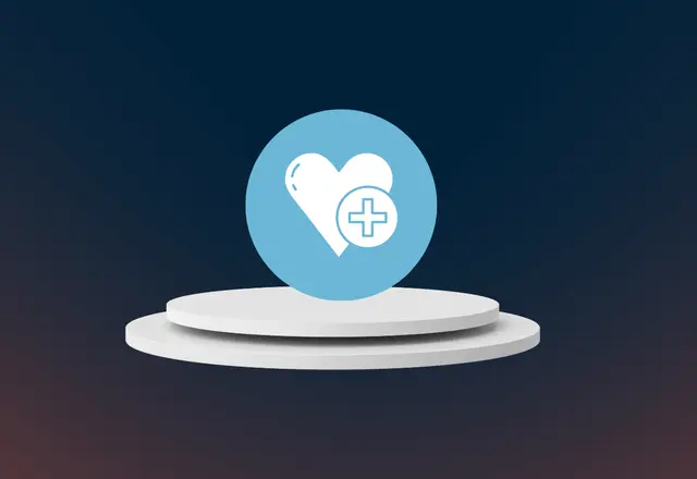 Digital illustration of a healthcare symbol on a platform